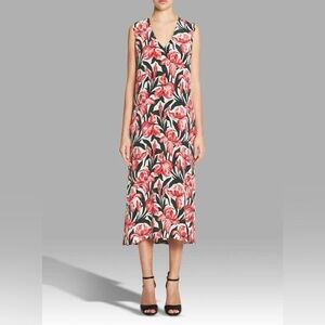 Equipment 100% Silk Pink Floral Shift Midi Dress Size XS